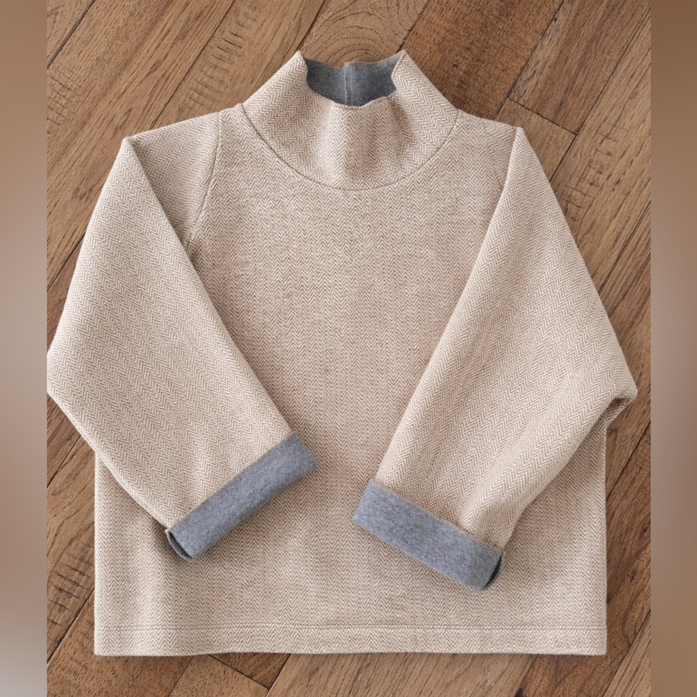 Madewell Beige and Gray Turtleneck Sweater